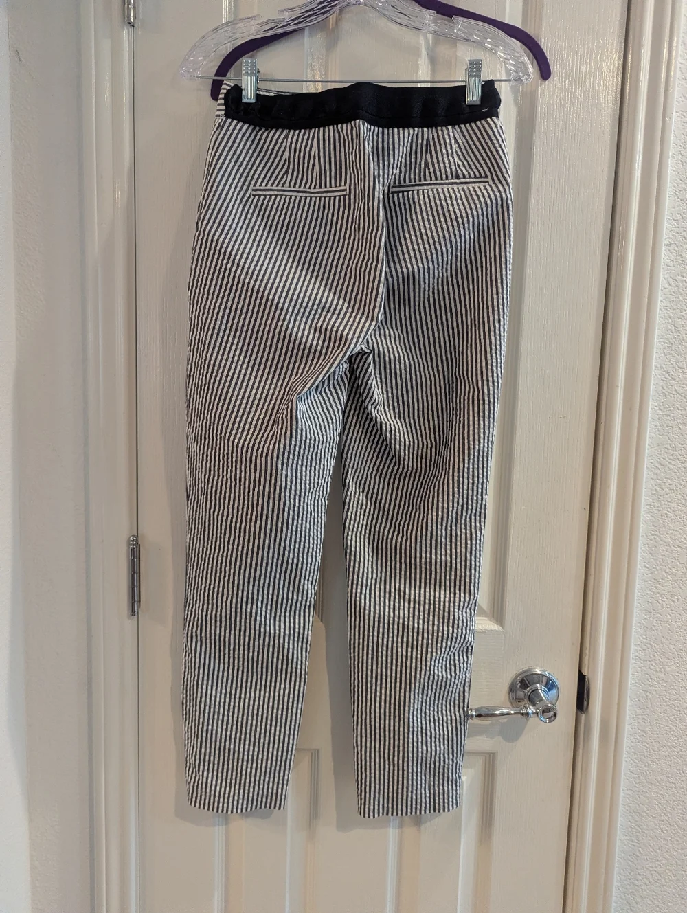 Zara Seersucker Straight Leg Pants - Picture 4 of 9
